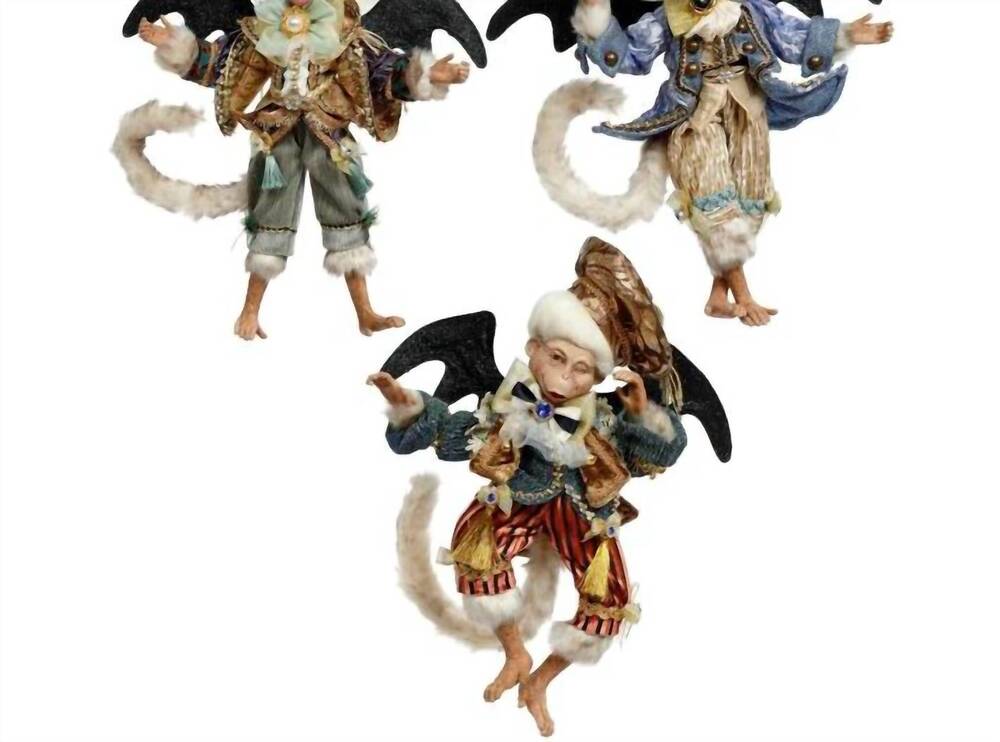 NEW MARK ROBERTS flying monkeys 12 to 14" inches tall set of 3 - signed by the a
